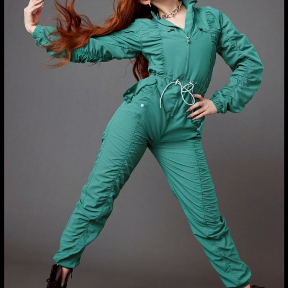 NWT Fabletics Plus Teal Woven Jumpsuit 4x